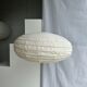Suspension in rattan and natural linen Japanese style flattened oval h35 d60