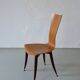 3 plywood chairs with burgundy legs | Italy | 1980s