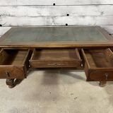 Double-sided desk with leather top