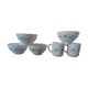 Set of 4 bowls and 2 mugs veronica arcopal small vintage blue flowers