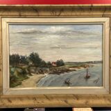 Oil on canvas Kervoyal beach Damgan, Morbihan - H. Delille