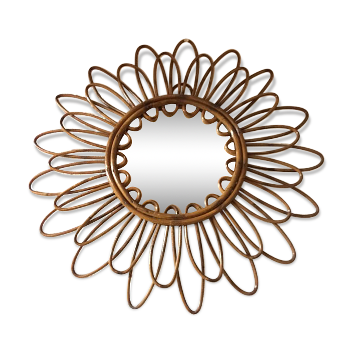 Mirror rattan vintage trains double loops 1960