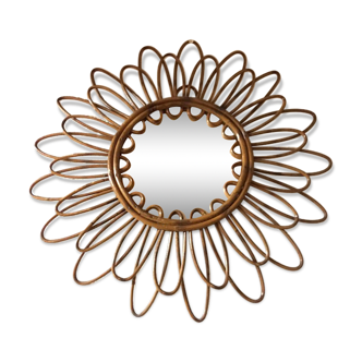 Mirror rattan vintage trains double loops 1960