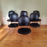 Set of 6 vintage "Pégase" chairs by Baumann.