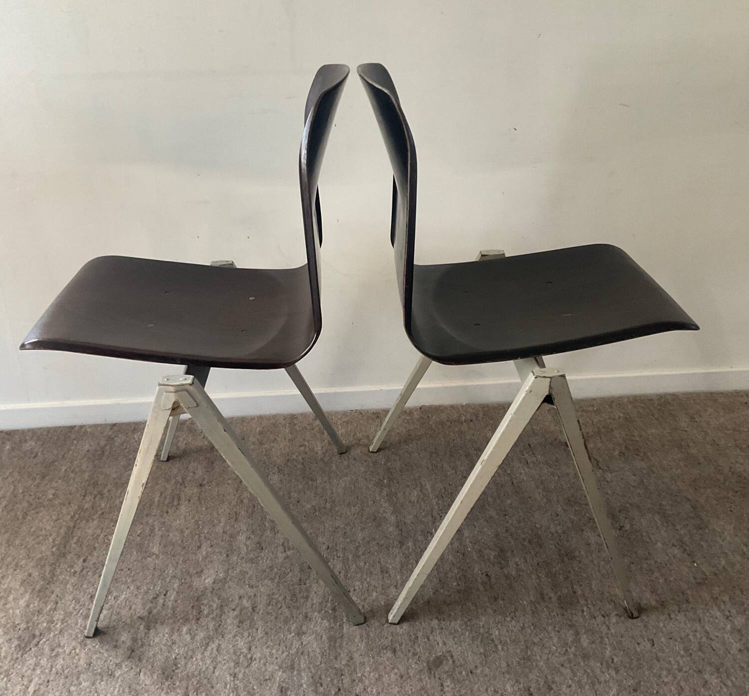 Pair of Pagholz-Germany industrial chairs from the 50s-60s