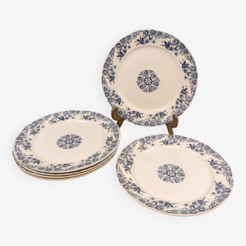 6 Assiettes plates Sarreguemines modèle Roxanne