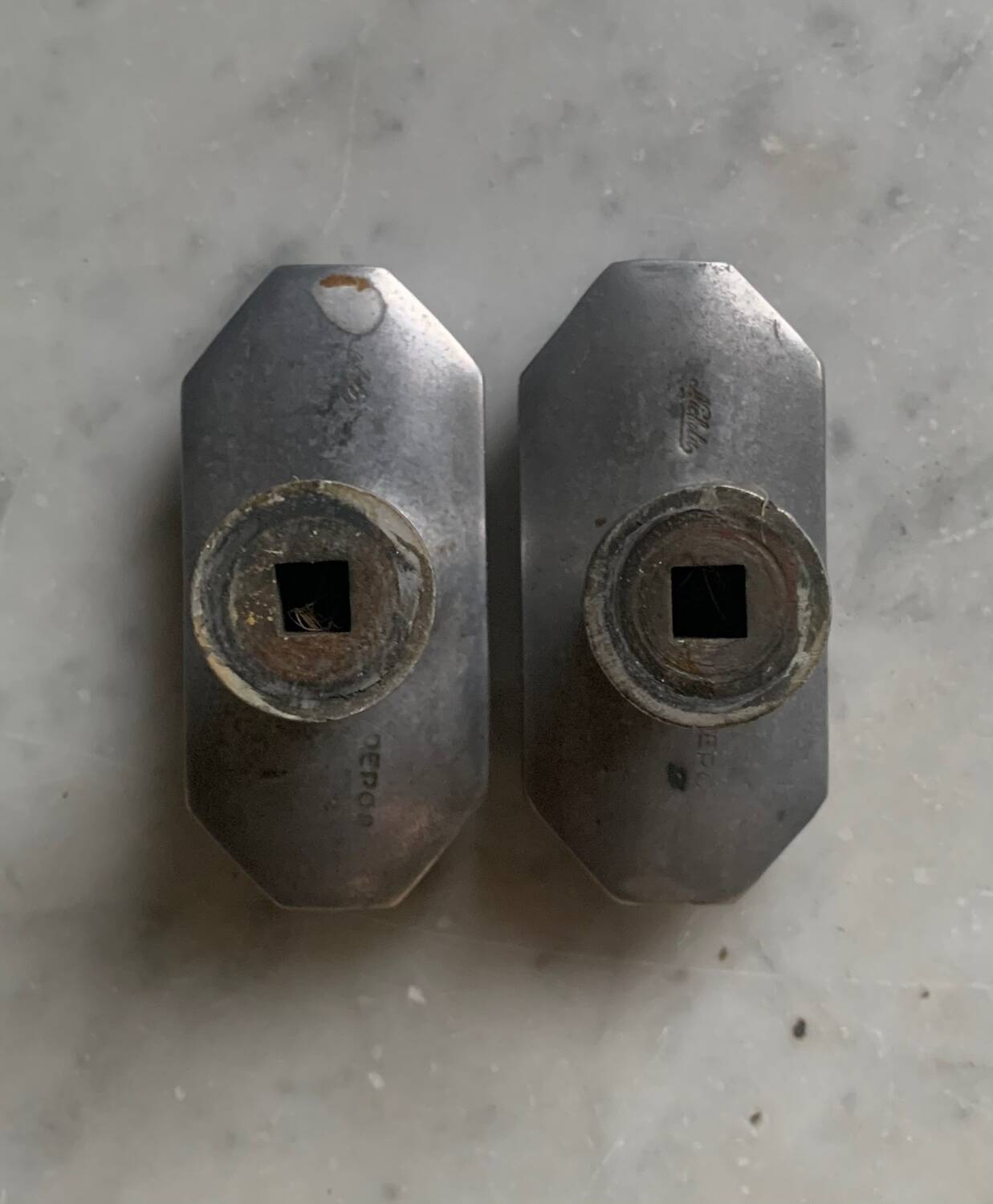 Pair of aluminum handles, 1950s