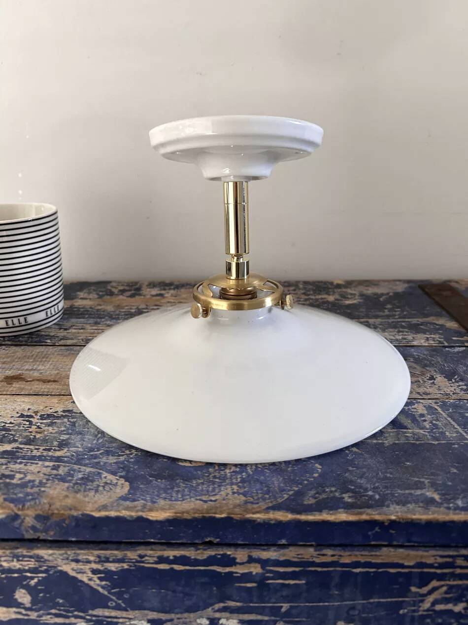 Vintage white opaline wall light