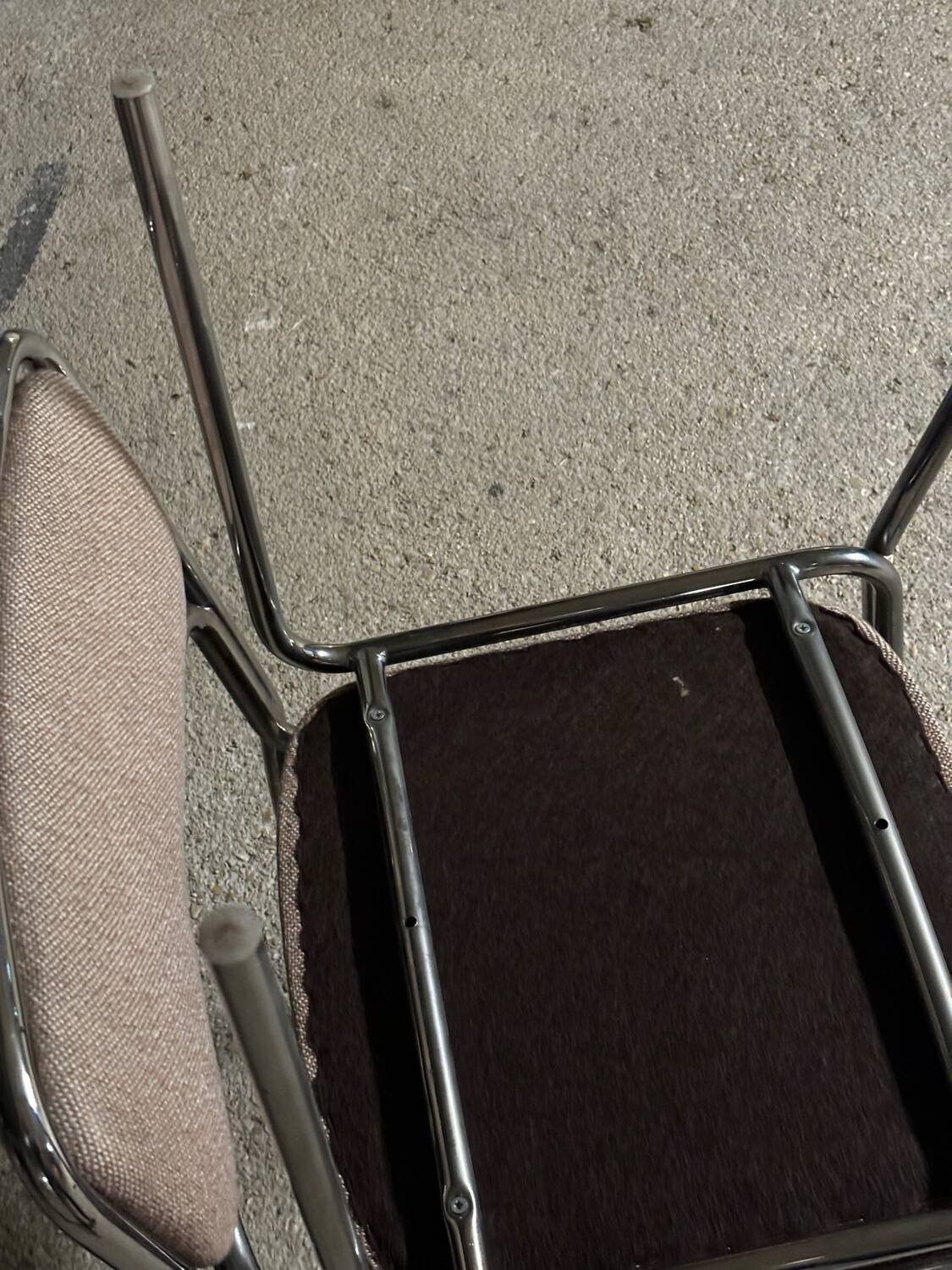 1970s designer chairs in metal and fabric