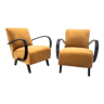 Two yellow vintage armchairs by J. Halabala, Czechoslovakia, 1930s