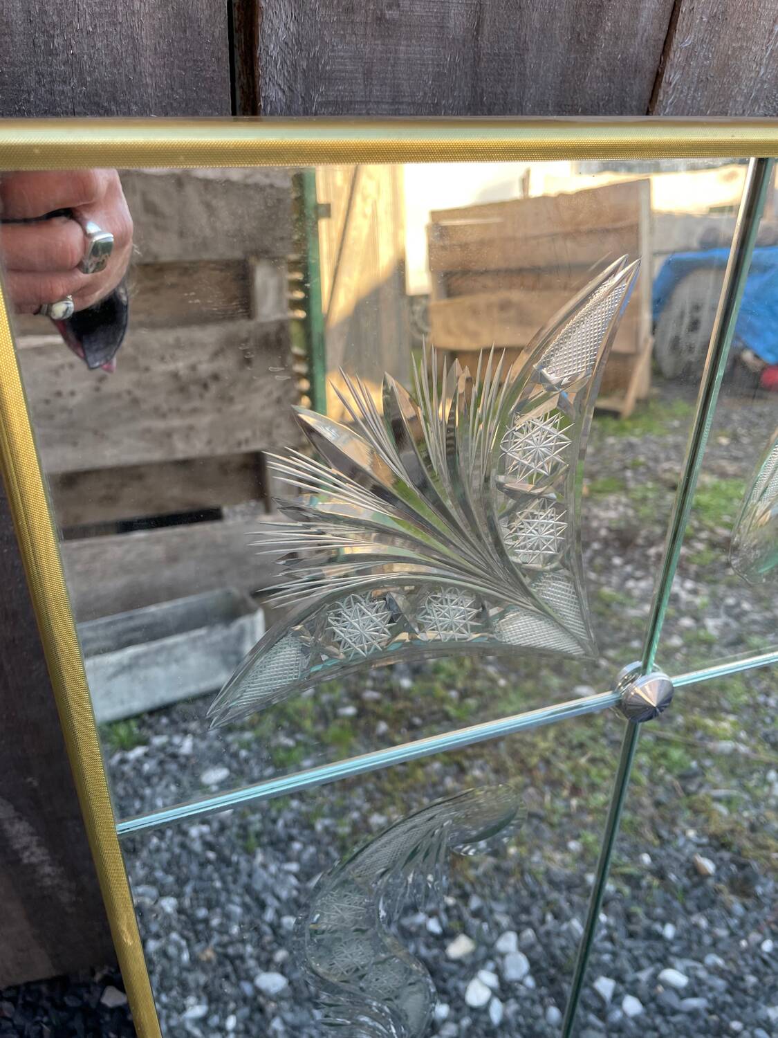Vintage art deco cut glass bistro venetian mirror