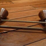 Double hook, chrome metal and wood, vintage 60s