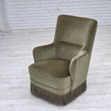 1970s, Danish highback armchair, green furniture velour.