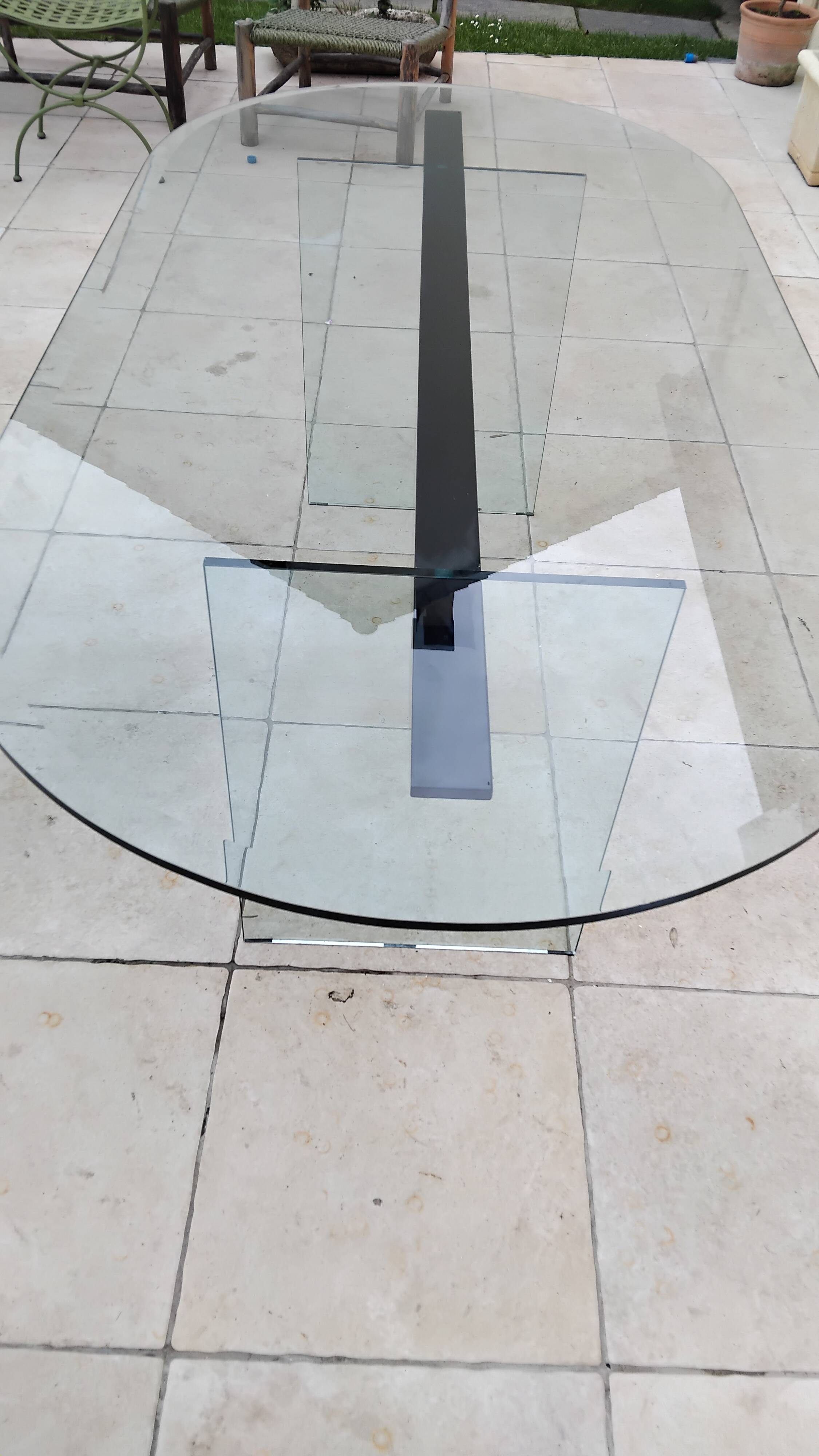 Vintage 1970s Italian design glass dining table.