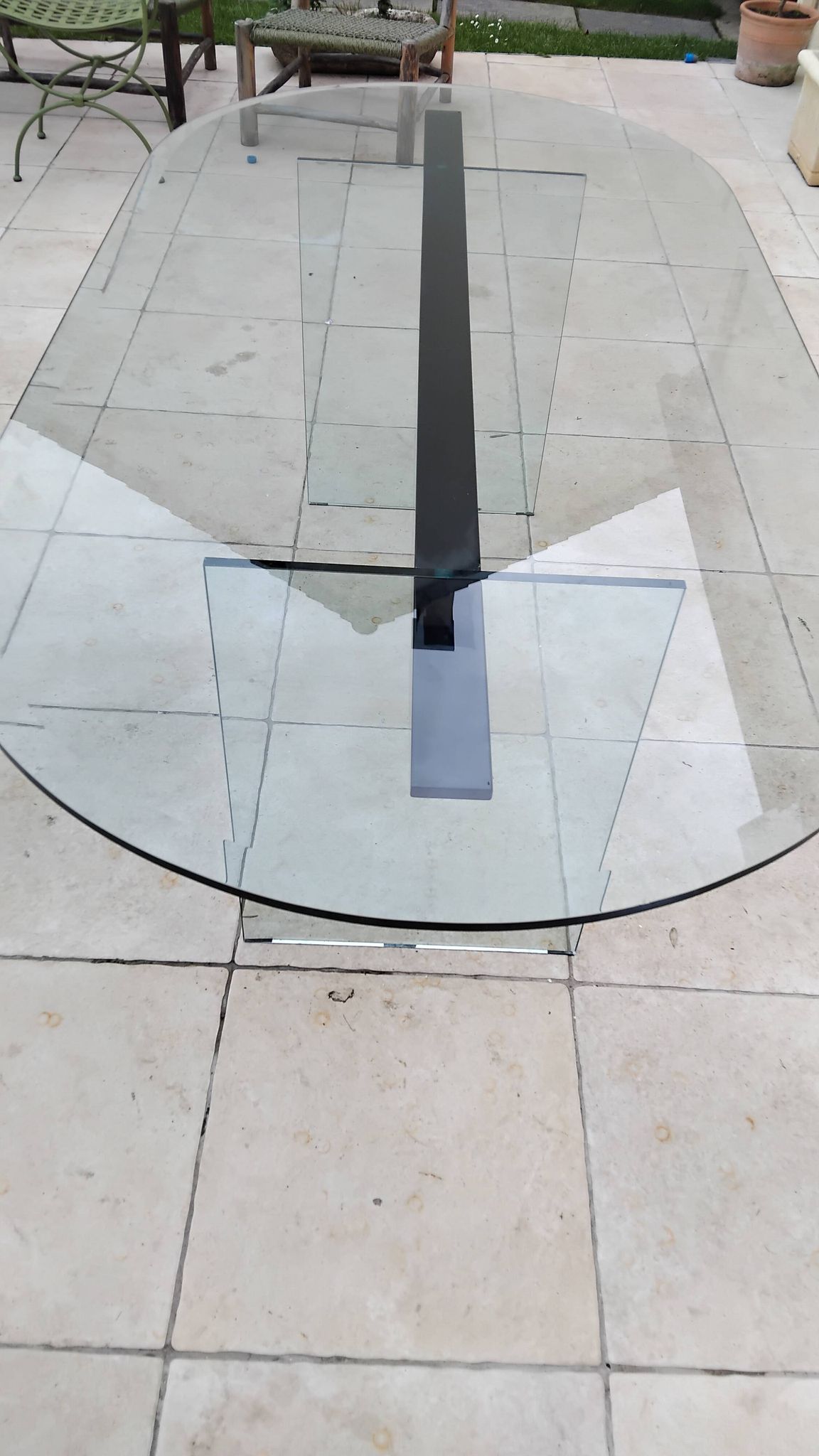 Vintage 1970s Italian design glass dining table.