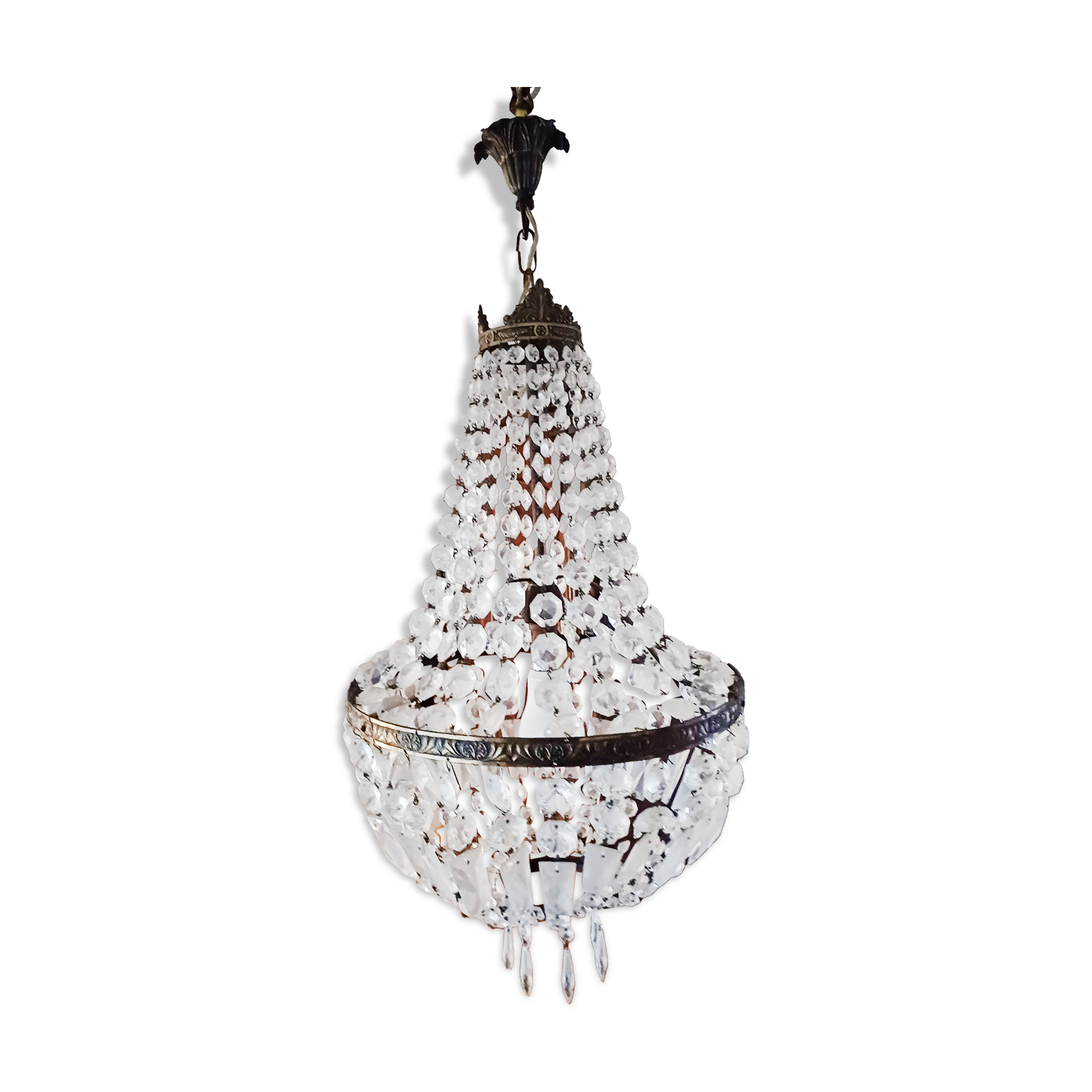 Crystal and Brass Hot Air Balloon Tassel Chandelier