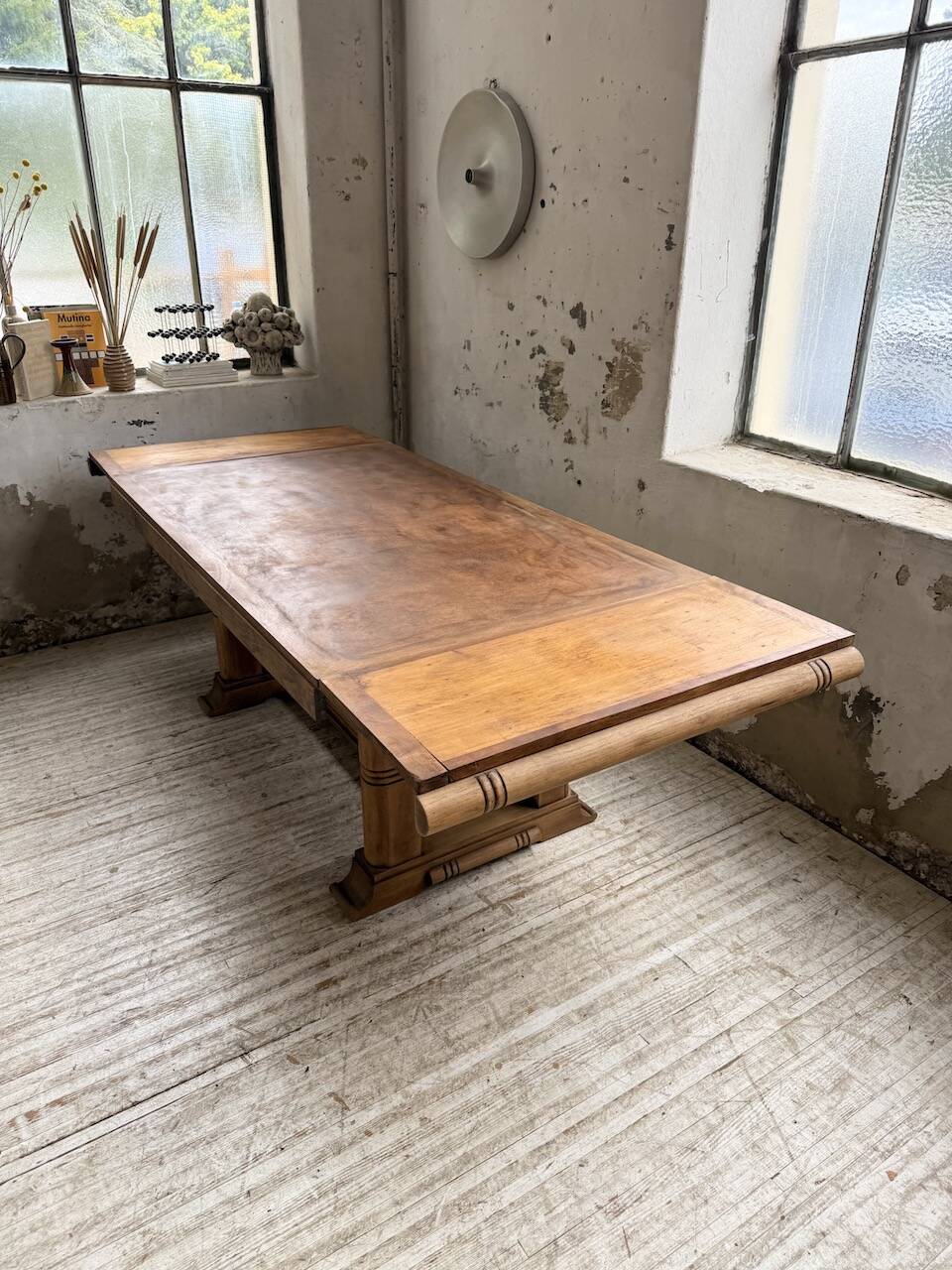 Table de repas chêne 1940 Dudouyt 240cm