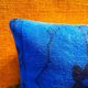 Vintage Wool Lumbar Pillow, Geometric Tribal Navy Cushion 12x20