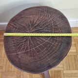 Brutalist side table in tripod solid wood