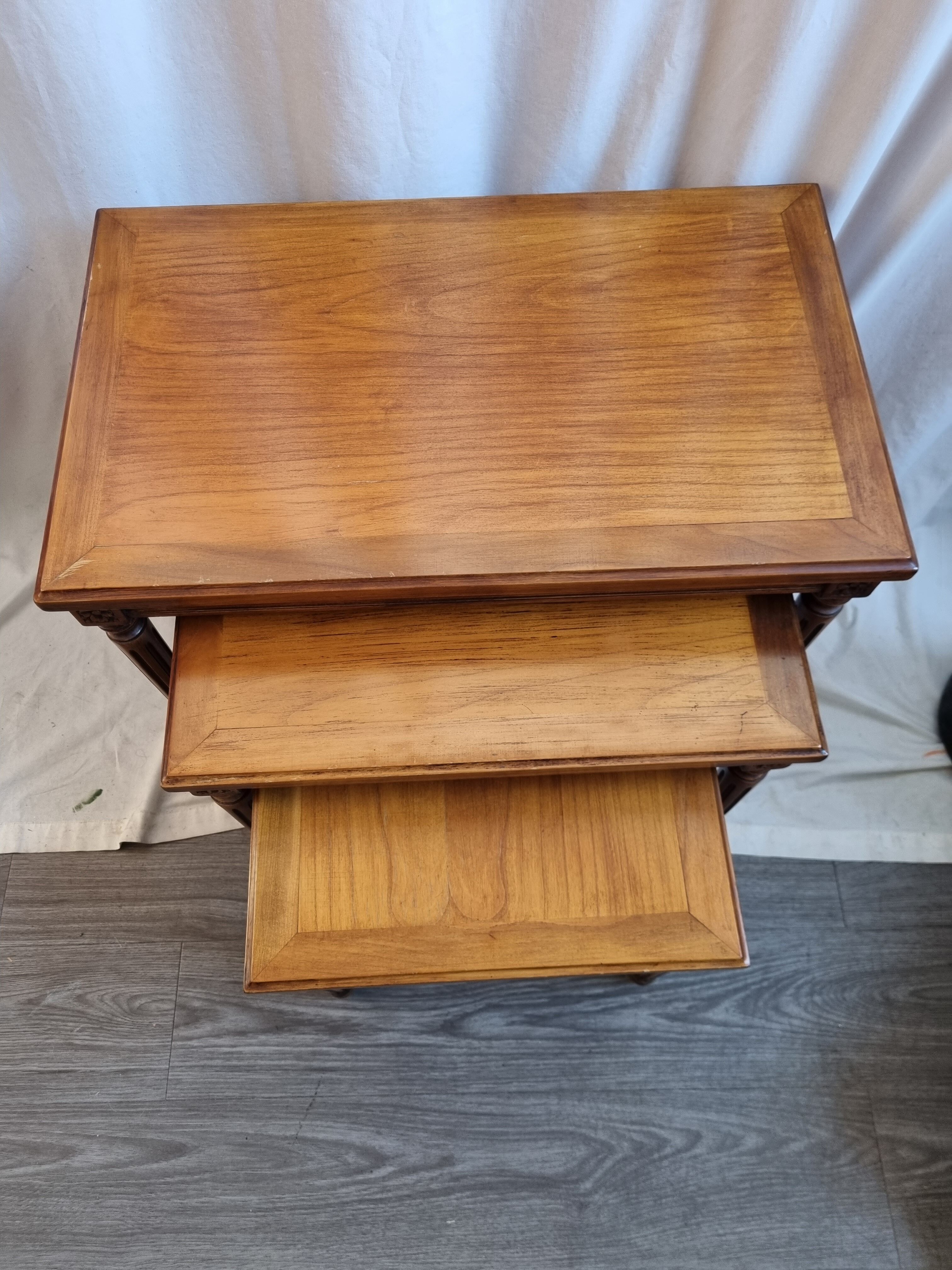 3 cherry trundle tables from 1980