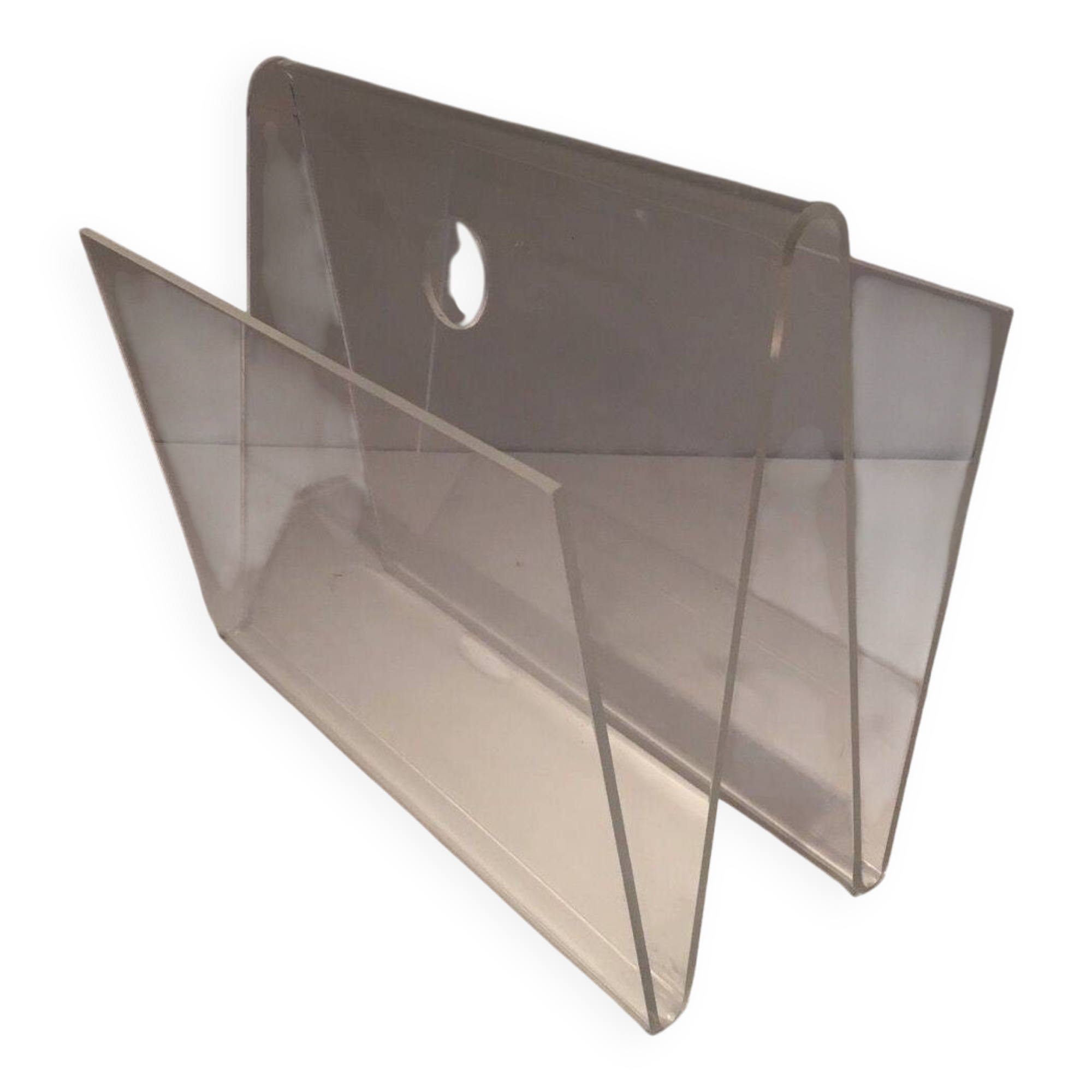 Acrylic magazine rack. Circa 1970.