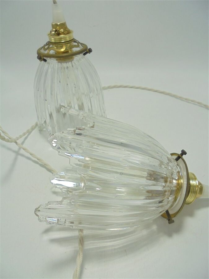 Pair of glass pendant lights
