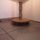 Brutalist living room lamp in raw oak by Charles Dudouyt 1940-1950