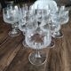 Set of 11 old wine glasses shaped chiseled crystal balloons