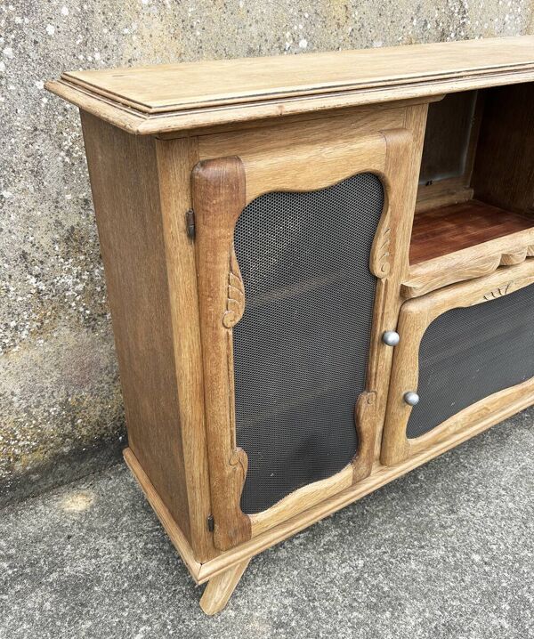 Buffet bas, bar, meuble rangement, bois, pieds compas,