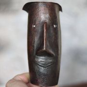 Copper sculpture signed Beaucousin Gérard, face-shaped sculpture, collection.