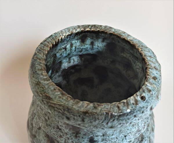Blue ceramic vase vallauris