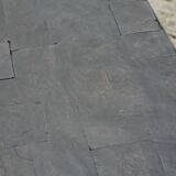 Brutalist coffee table, slate top and steel base, France, 1960s