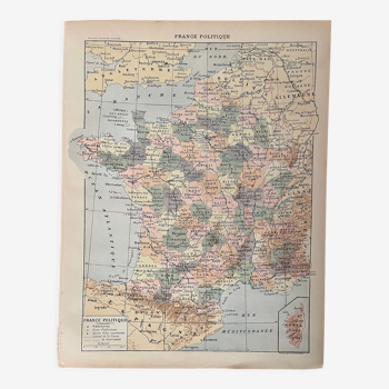 Carte ancienne de France politique et administrative - 1900