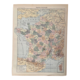 Old map of political and administrative France - 1900