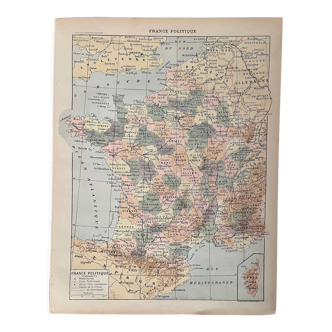 Old map of political and administrative France - 1900