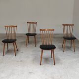 Set of 4 Baumann Menuet chairs in wood and compass feet