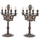 Pair Large Antique Bronze Shabbat Candelabra Germany