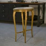 Side table with curved base in gilded carved wood, Louis XVI style, 20th century
