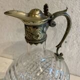 Carafe in cut glass or crystal and silver-plated metal, 20th century