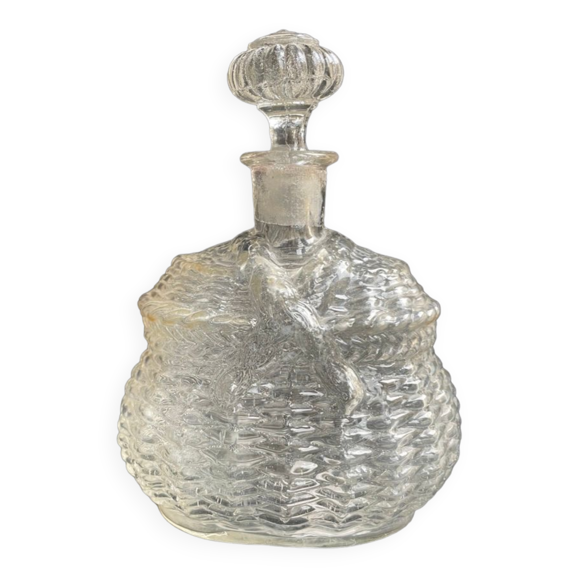 Liquor decanter - pressed molded satin glass (1882 to 1908)- legras for guilloteaux