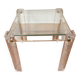 Coffee table, side table in plexiglass with a glass top.