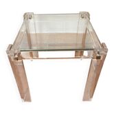 Table basse, bout de canapé en plexiglas et plateau en verre