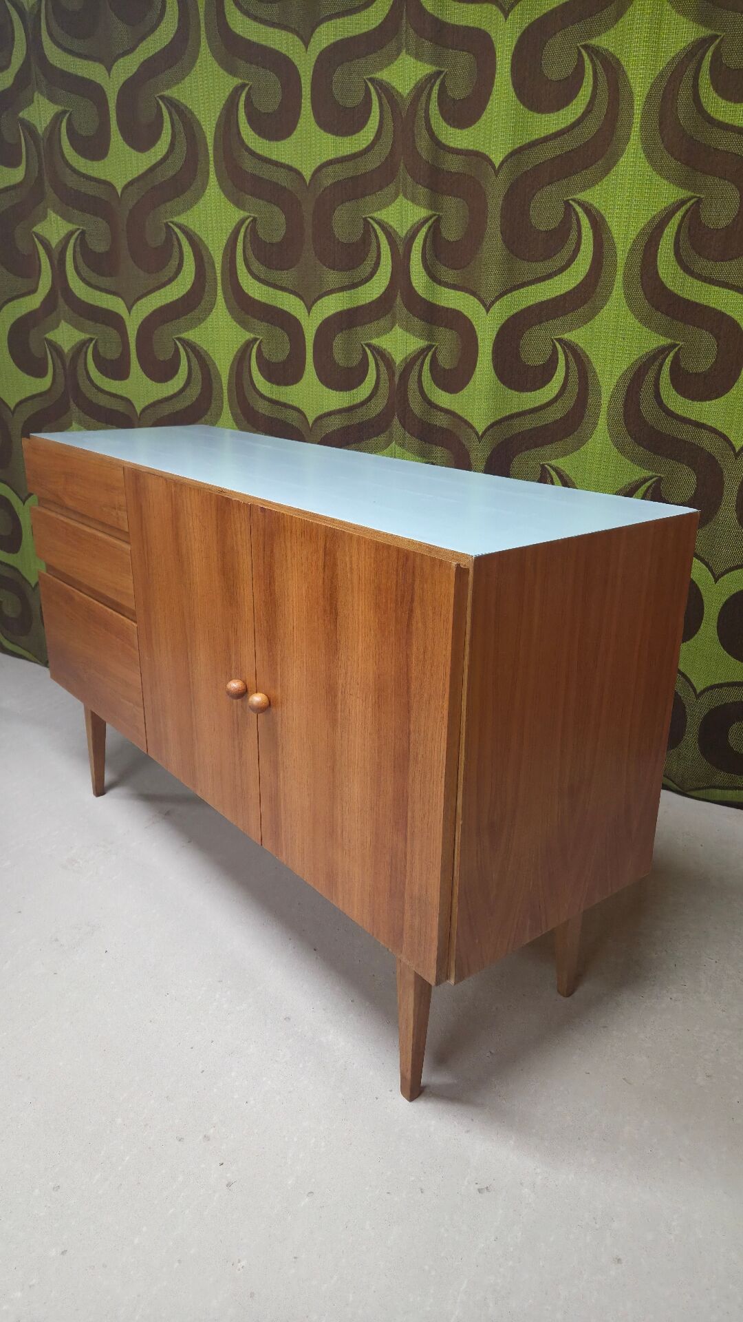 Walnut enfilade 1970 vintage design