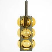 1960s Space Age pendant lamp by Temde made of glass and nickel-plated metal