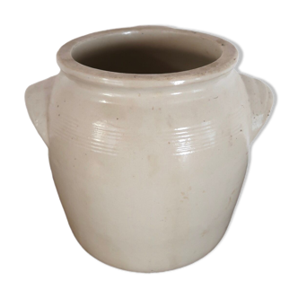 Pot en grès ancien blanc cassé