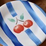 4 assiettes à dessert vintage en porcelaine italienne - Motif cerises et ra