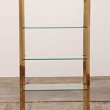 Hollywood Regency French Etagere in brass with glass, 1970