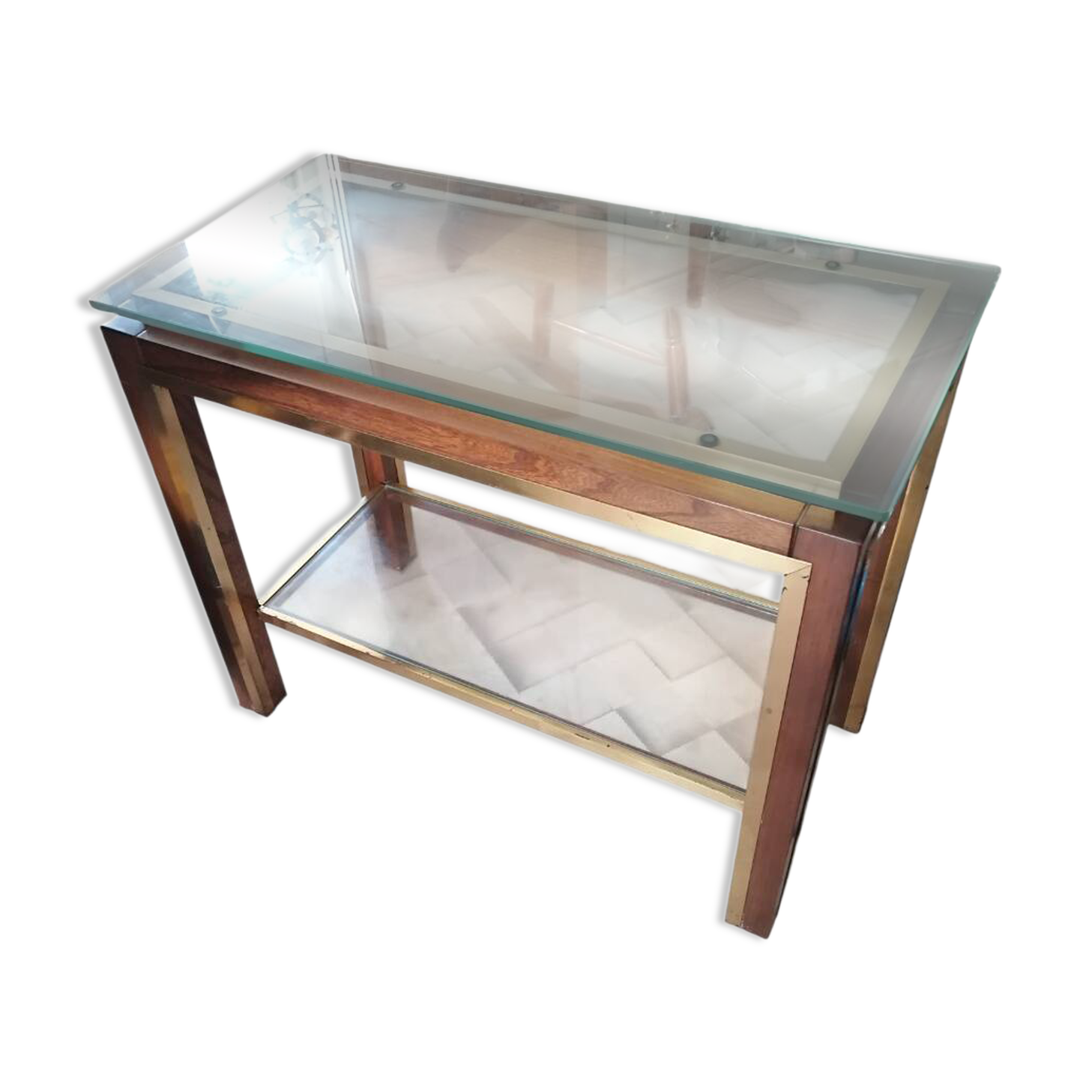 Tavolino da caffè con ripiani in vetro, anni '60