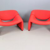Pierre Paulin Set of 2 F598 Groovy Armchairs for Artifort New Upholstery, 1972