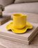 Set of wavy ceramic cup and saucer - lemon yellow